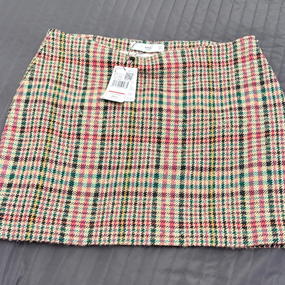 Mango Pink Plaid Mini Skirt